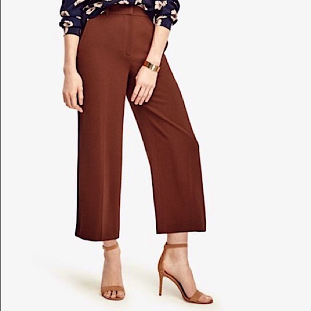 Ann Taylor Rust Brown Piped Fluid Ankle Pants
